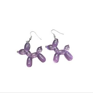 Purple Balloon Dog Earrings